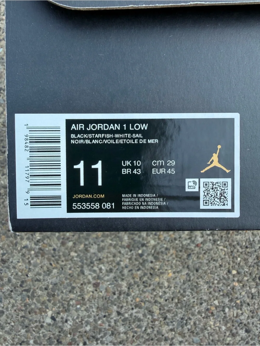 Jordan Men’s Low Top Black Orange White Sneaker